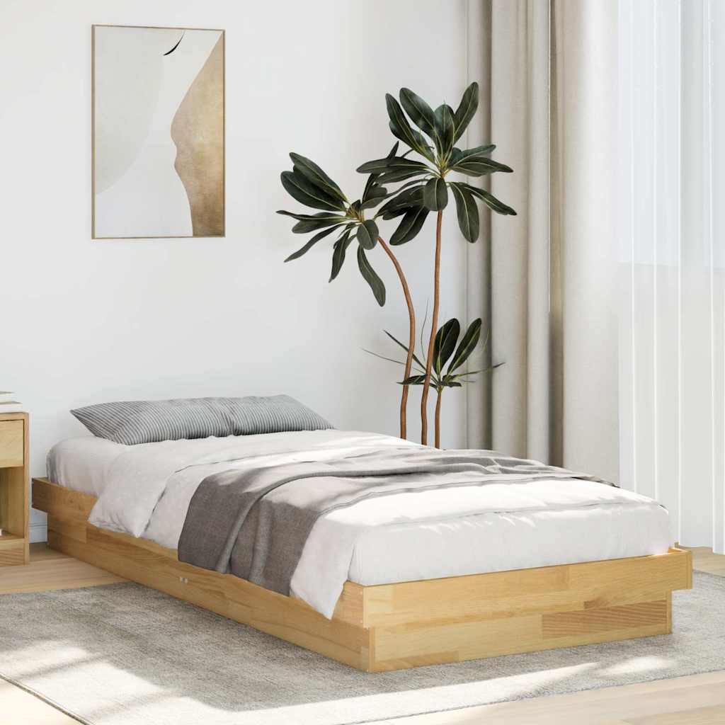 vidaXL Bed Frame Without Mattress 75x190 cm Solid Oak Wood 1