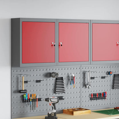 vidaXL Tool Cabinet with Shelf with Lock Red and Grey 50 x 20 x 55 cm 1