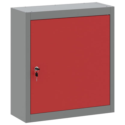 vidaXL Tool Cabinet with Shelf with Lock Red and Grey 50 x 20 x 55 cm 2