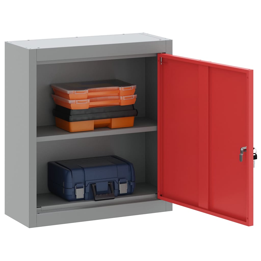 vidaXL Tool Cabinet with Shelf with Lock Red and Grey 50 x 20 x 55 cm 3