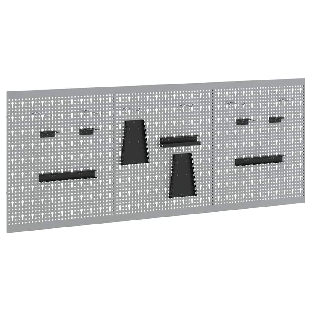 vidaXL Tool Wall Panel 3 pcs Grey 150 x 1 x 60 cm 2