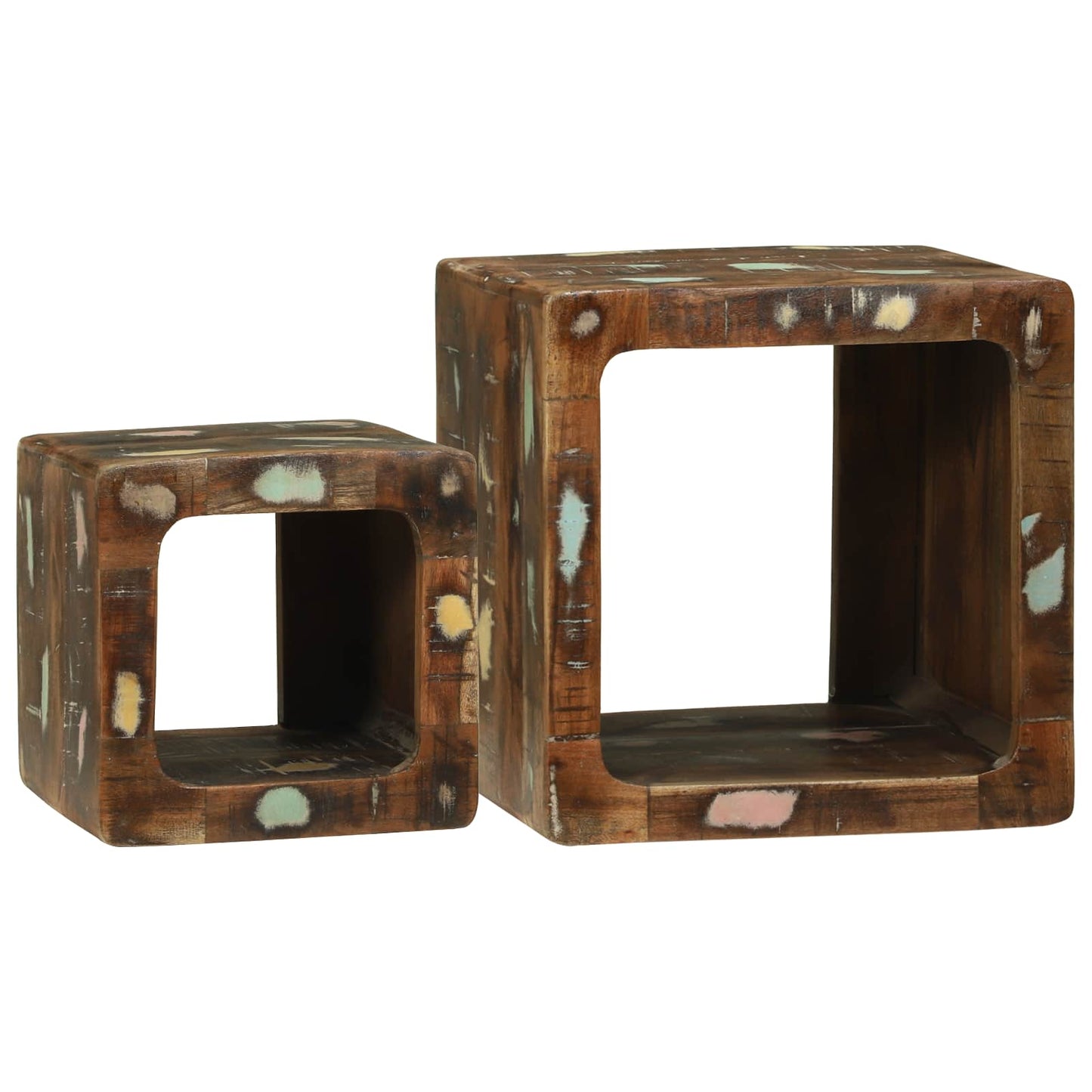 vidaXL TV Units 2 pcs Multicolour 36 x 30 x 36 cm Solid Reclaim Wood 1