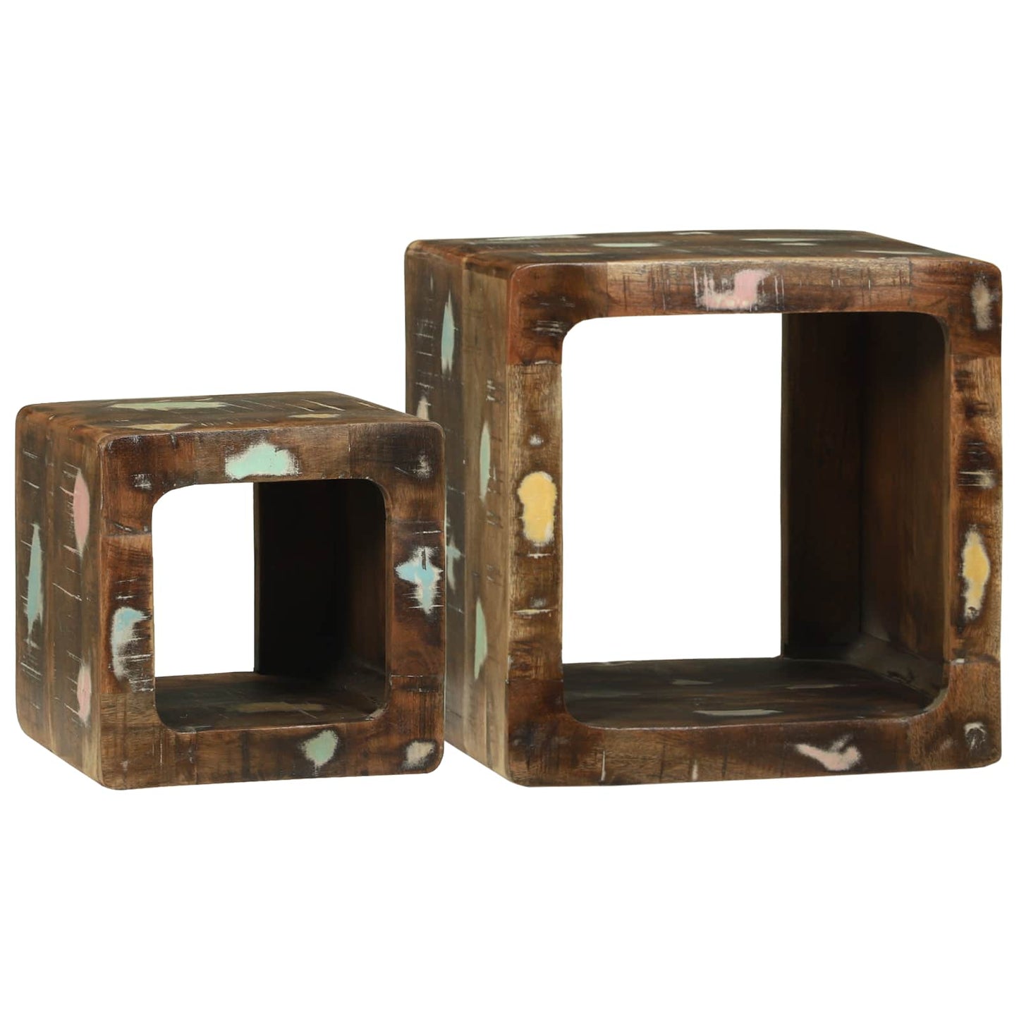 vidaXL TV Units 2 pcs Multicolour 36 x 30 x 36 cm Solid Reclaim Wood 2