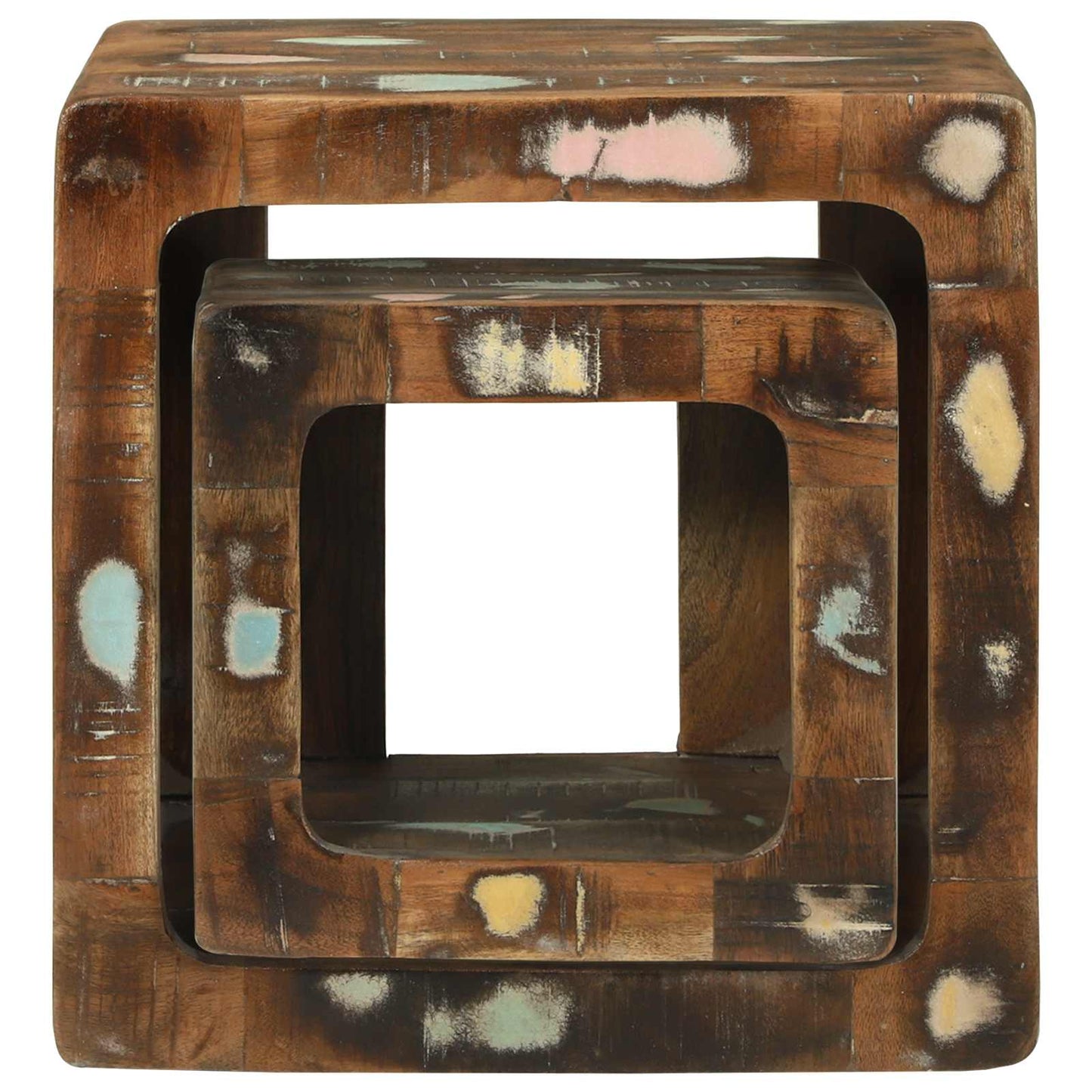 vidaXL TV Units 2 pcs Multicolour 36 x 30 x 36 cm Solid Reclaim Wood 5