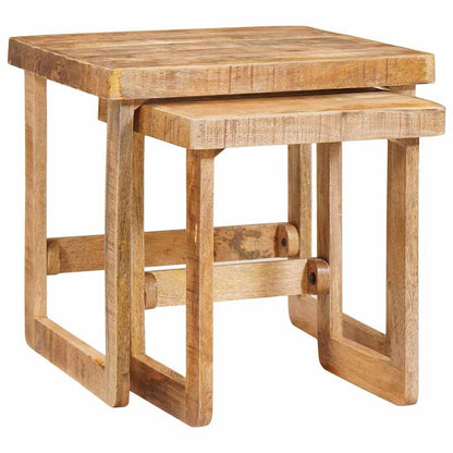 Nesting Tables 2 pcs Brown 46 x 46 x 45 cm Solid Mango Wood Solid rough mango wood