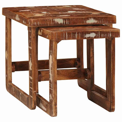 vidaXL Nesting Tables 2 pcs Brown 46 x 46 x 45 cm Solid Reclaim Wood 2