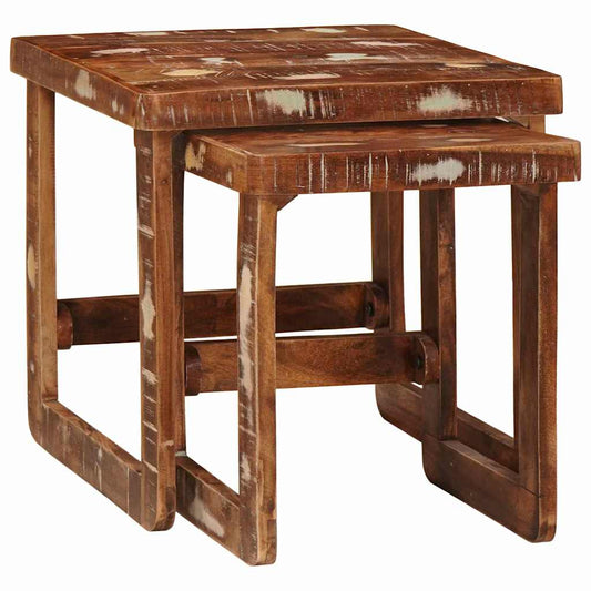 Nesting Tables 2 pcs Brown 46 x 46 x 45 cm Solid Mango Wood Solid reclaimed wood