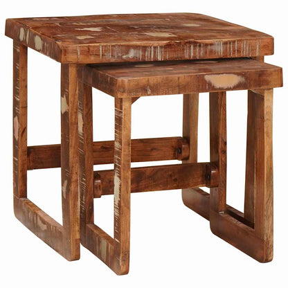 vidaXL Nesting Tables 2 pcs Brown 46 x 46 x 45 cm Solid Reclaim Wood 3