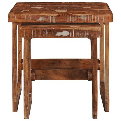 vidaXL Nesting Tables 2 pcs Brown 46 x 46 x 45 cm Solid Reclaim Wood 4