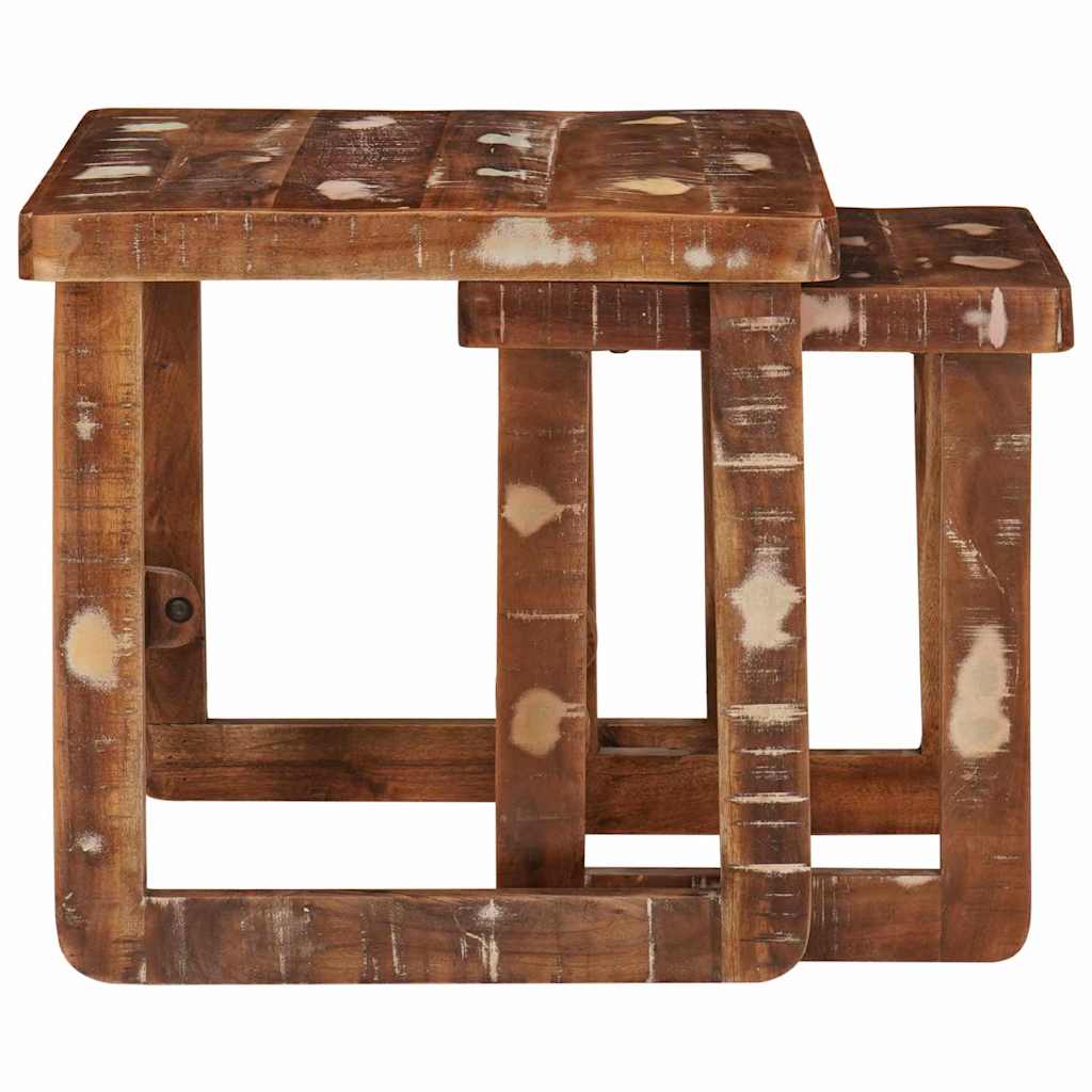 vidaXL Nesting Tables 2 pcs Brown 46 x 46 x 45 cm Solid Reclaim Wood 5
