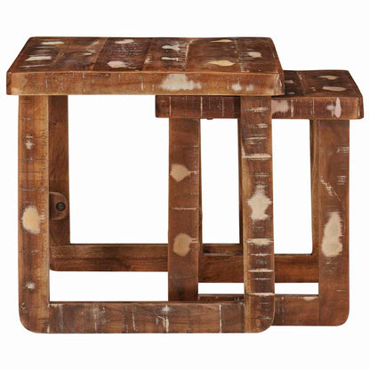 vidaXL Nesting Tables 2 pcs Brown 46 x 46 x 45 cm Solid Reclaim Wood 5