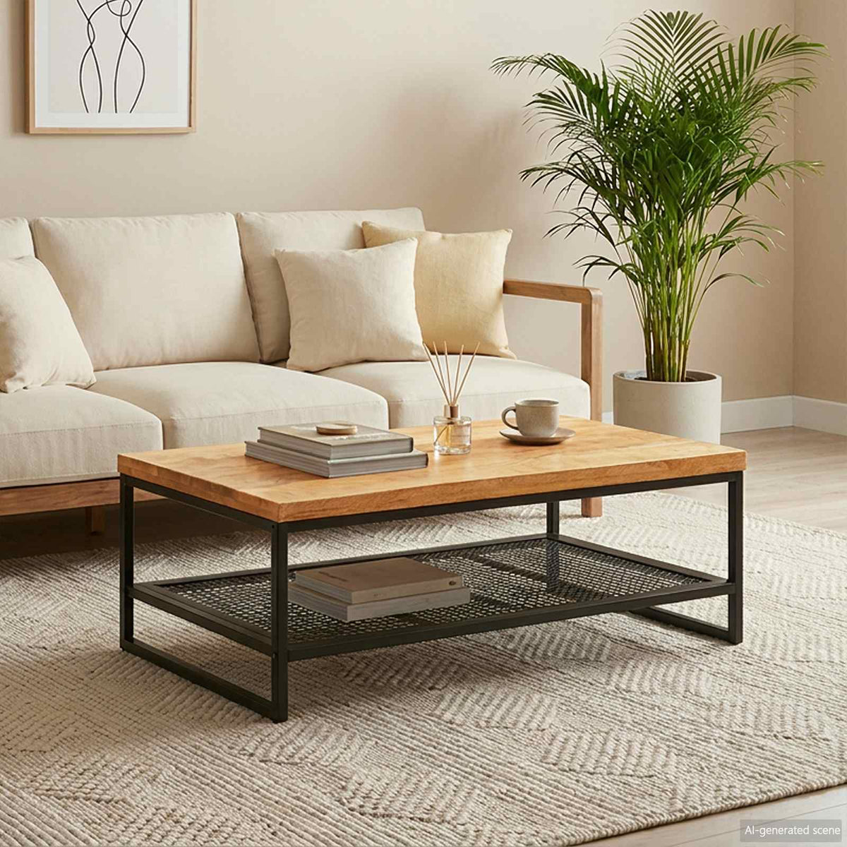 Coffee Table 110x60x35 cm Solid rough mango wood