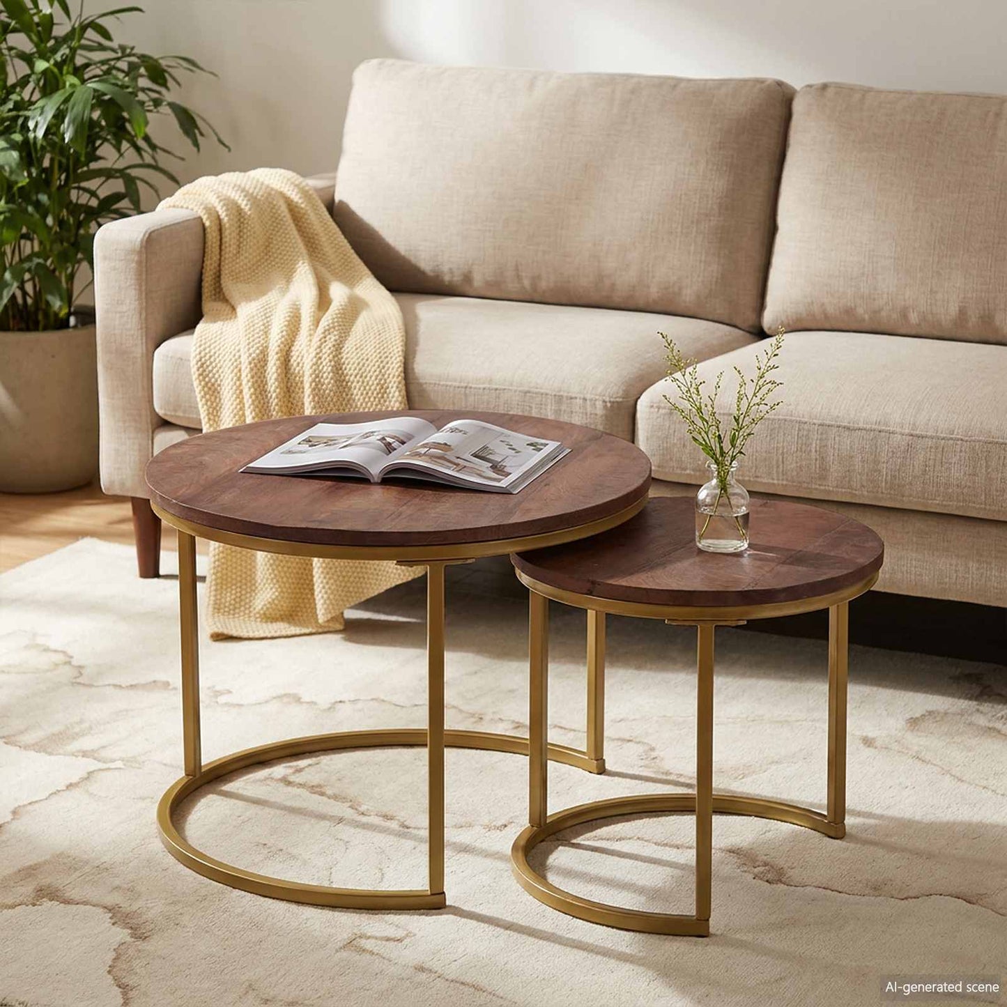 vidaXL Nesting Coffee Tables 2 pcs Dark Brown 50 x 50 x 40 cm 1