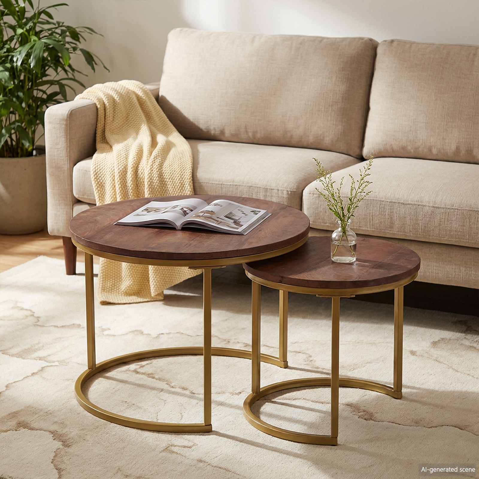vidaXL Nesting Coffee Tables 2 pcs Dark Brown 50 x 50 x 40 cm 1