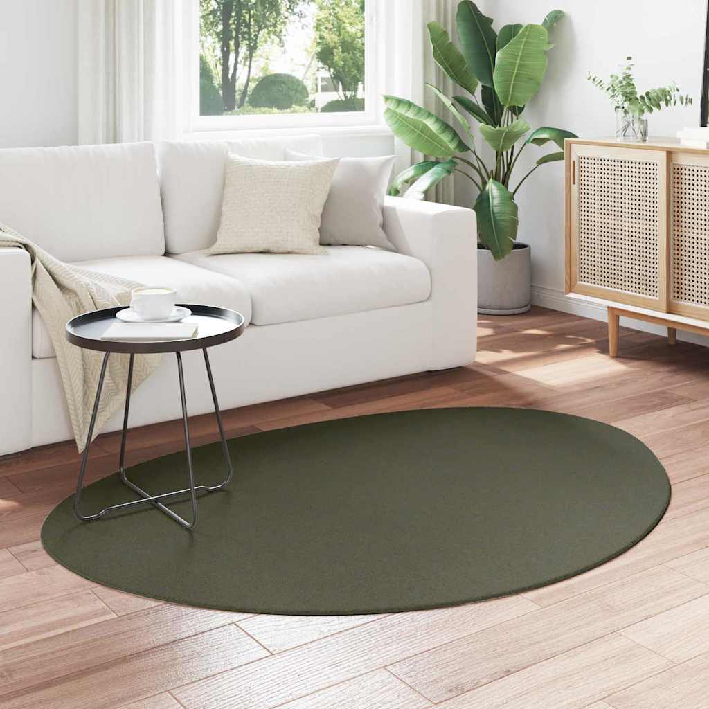 Carpet HUARTE 120 x 170 cm Polyester Oval-asymmetric Length 170 cm Forest green