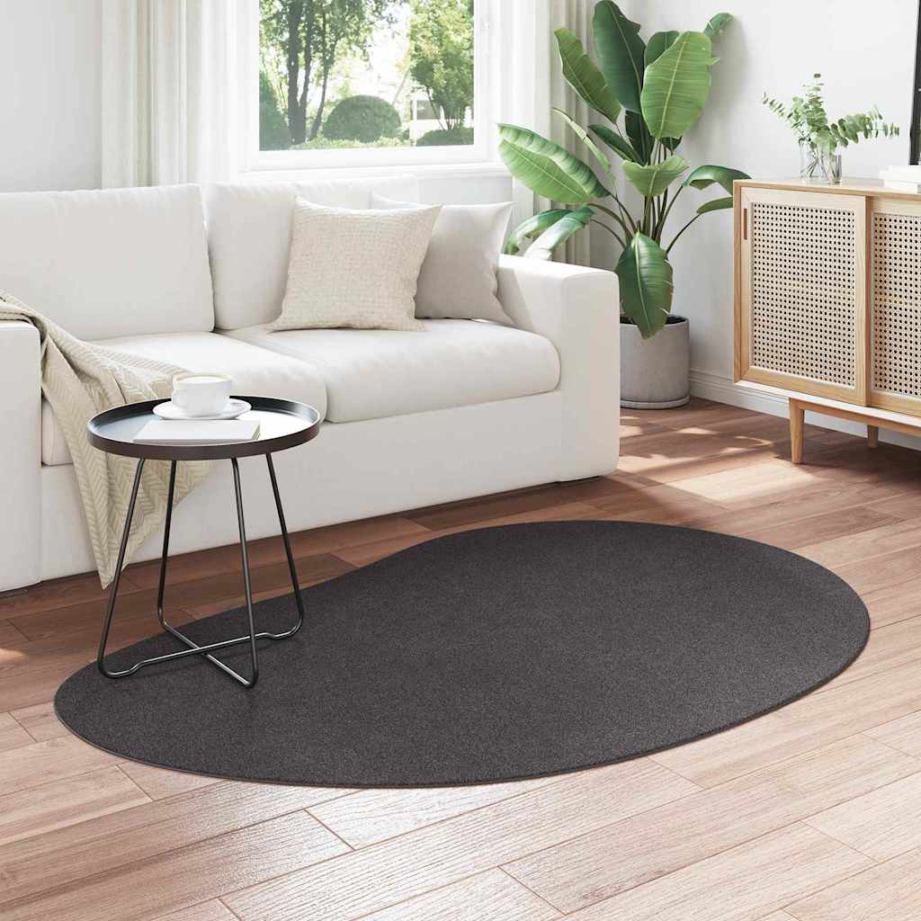 Carpet HUARTE 120 x 170 cm Polyester Oval-raindrop Length 170 cm Anthracite