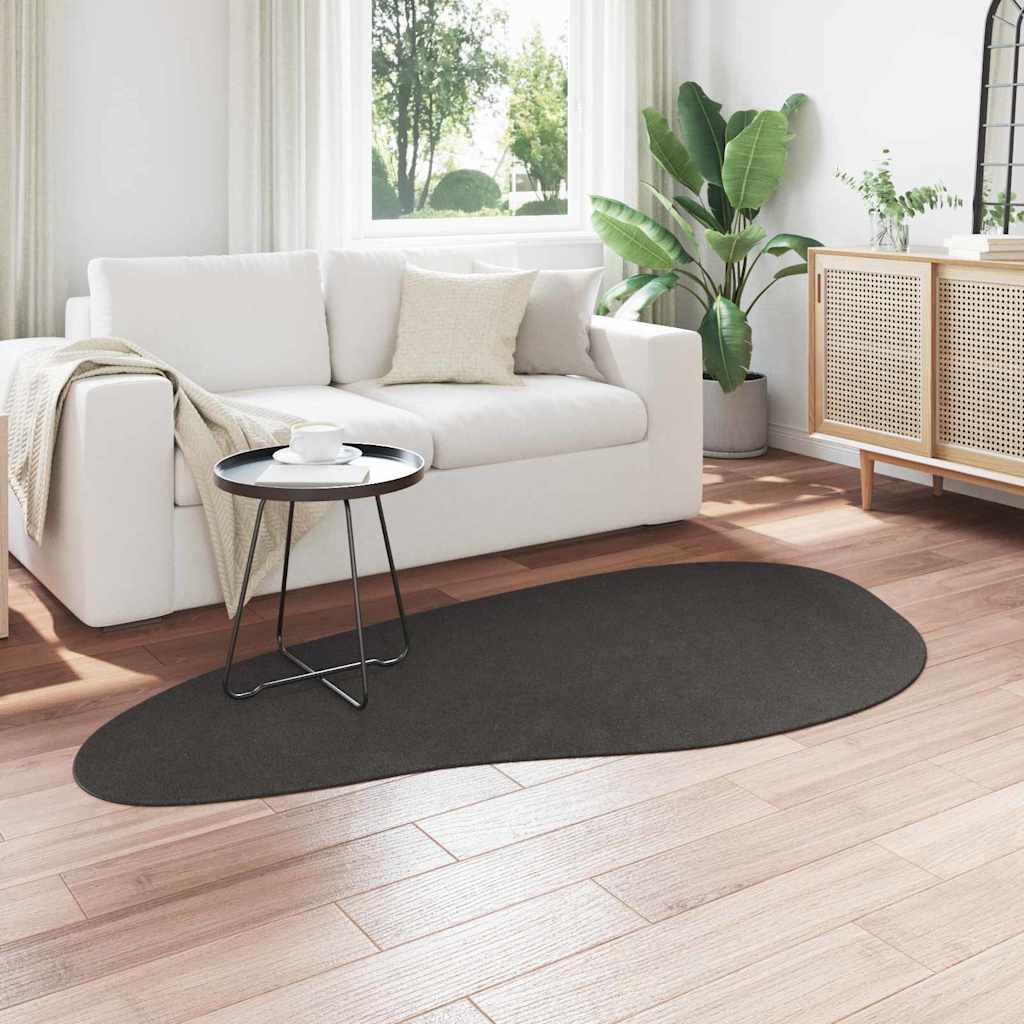 Carpet HUARTE Polyester Oval-wave edge Length 200 cm Anthracite