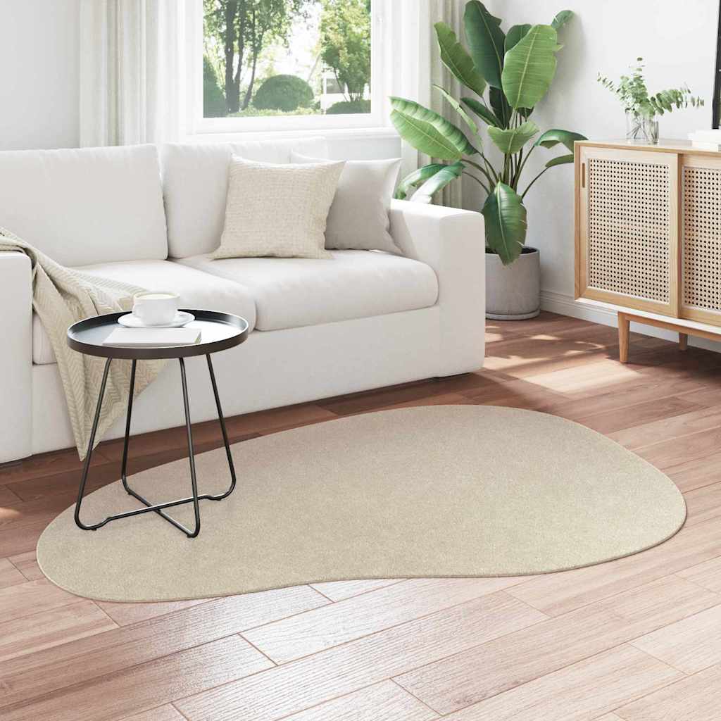 Carpet HUARTE 120 x 170 cm Polyester Oval-wave edge Length 170 cm Beige