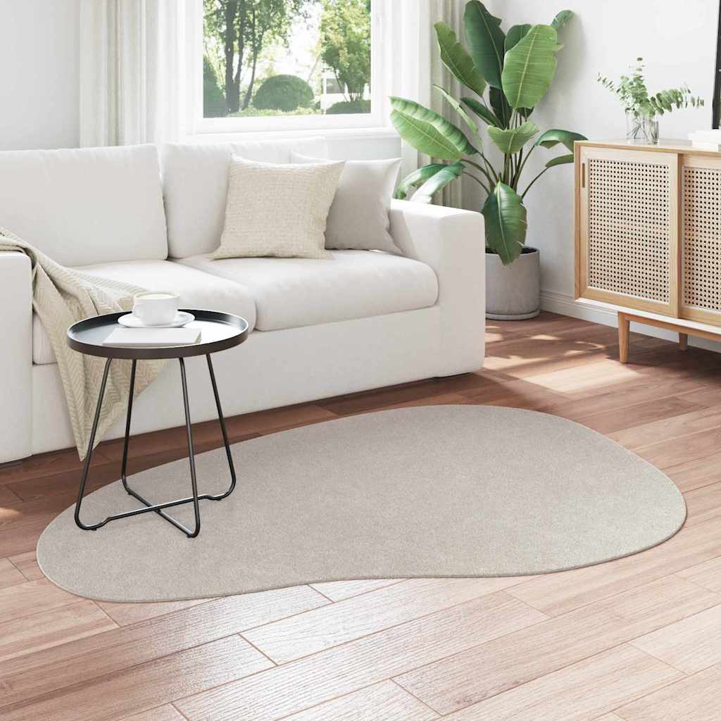 Carpet HUARTE 120 x 170 cm Polyester Oval-wave edge Length 170 cm Sand