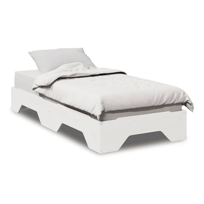 Bed Frame No Mattress Stackable Solid Wood White 90 cm