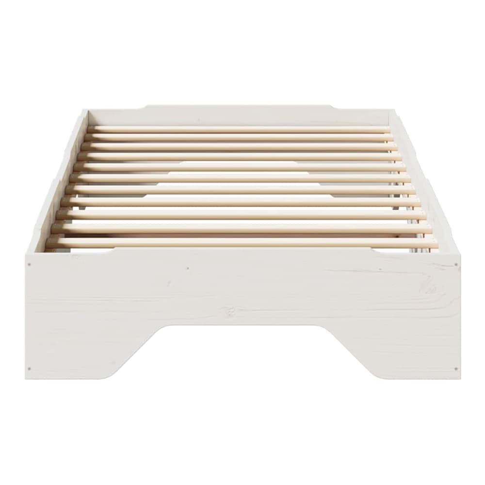 Bed Frame No Mattress Stackable Solid Wood White 90 cm