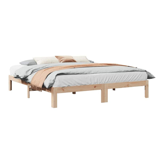Bed Frame without Mattress Solid Wood Pine Natural 160 x 200 cm