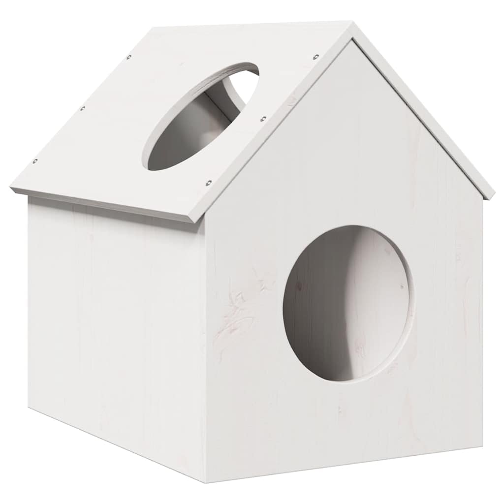 vidaXL Cat House White 41x50x50 cm Solid Wood Pine 1
