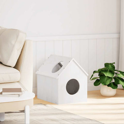 vidaXL Cat House White 41x50x50 cm Solid Wood Pine 2