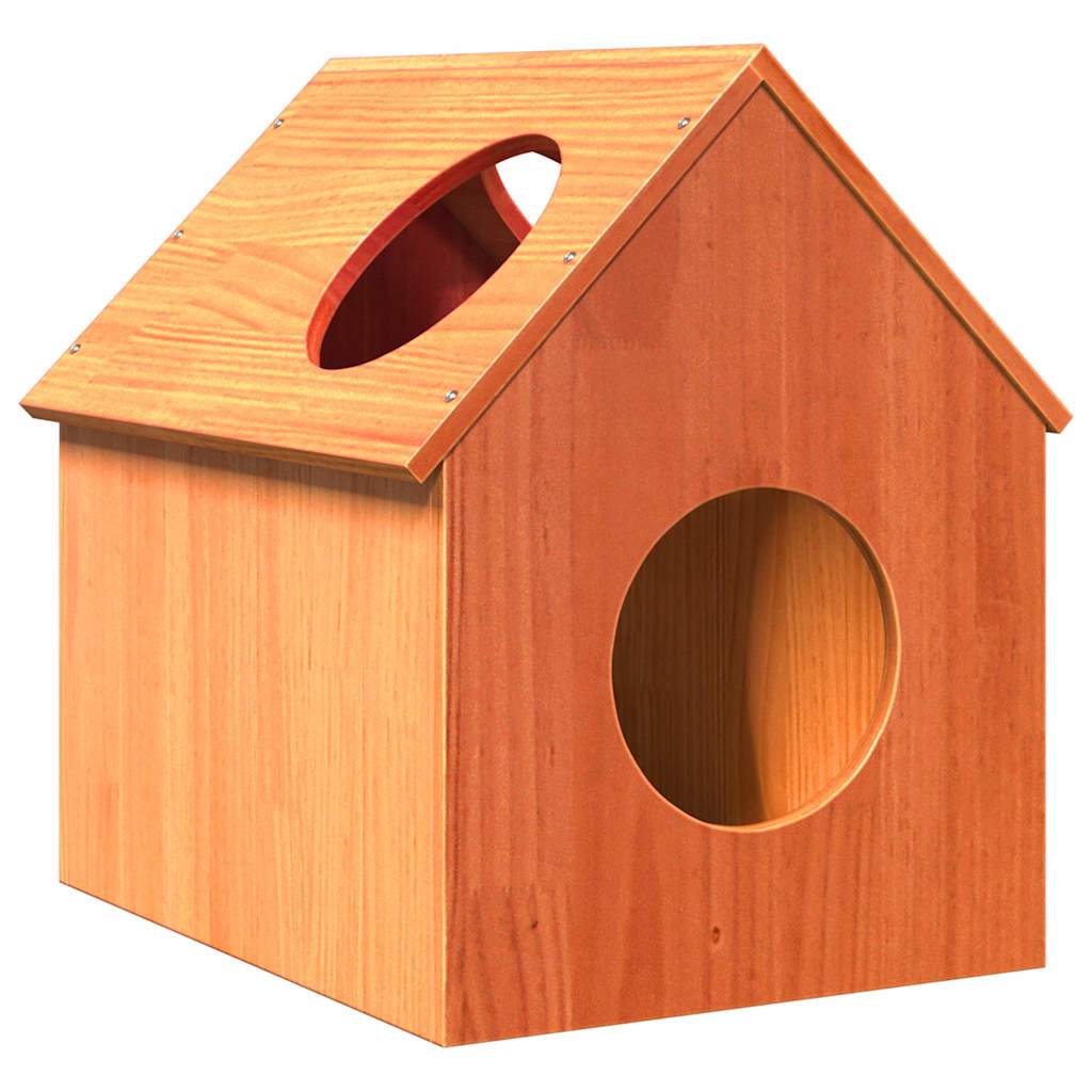 vidaXL Cat House Wax Brown 41x50x50 cm Solid Wood Pine 1