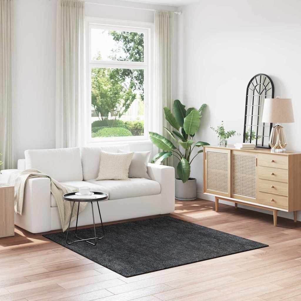 vidaXL Anti-slip Shaggy Rug Dark Grey 160 x 160 cm PP 1