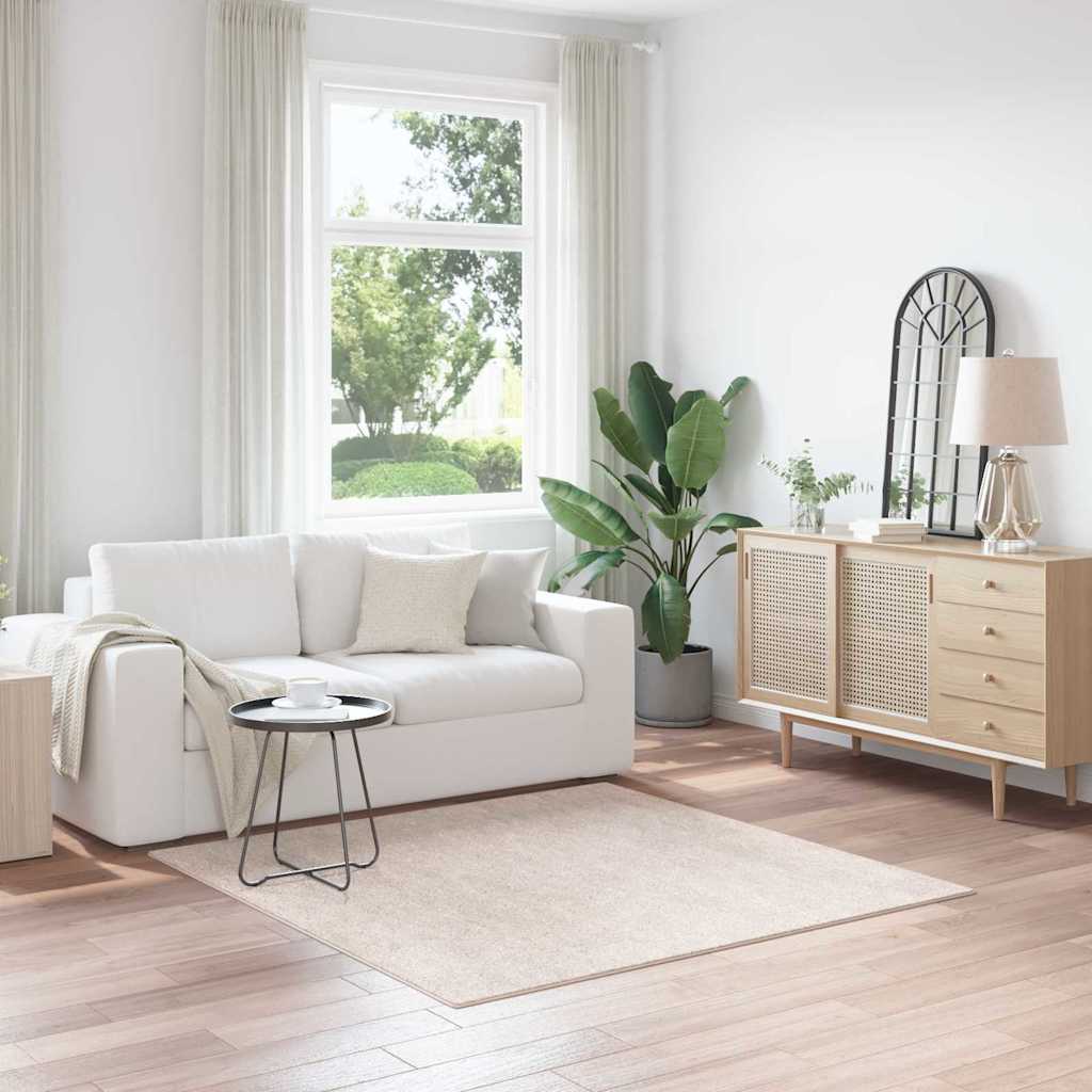 vidaXL Anti-slip Shaggy Rug Cream 160 x 160 cm PP 1
