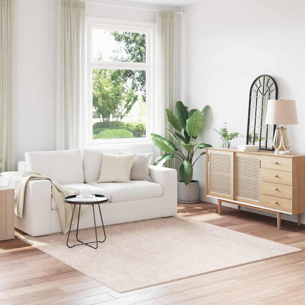 vidaXL Shaggy Rug Anti Slip Cream