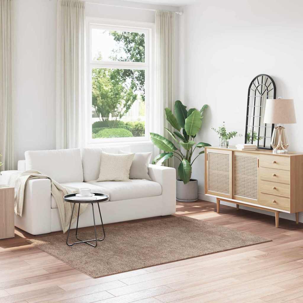 vidaXL Anti-slip Shaggy Rug Brown 140 x 200 cm PP 1