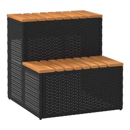 Hot Tub Step 50x50x50,5 cm Poly Rattan and Solid Acacia Black 50 x 50 x 50.5 cm