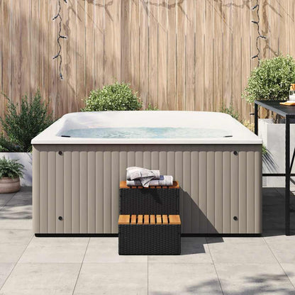 vidaXL Hot Tub Step Black 50x50x50,5 cm Poly Rattan and Solid Acacia 3