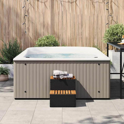 Hot Tub Step 50x50x50,5 cm Poly Rattan and Solid Acacia Black 50 x 50 x 50.5 cm