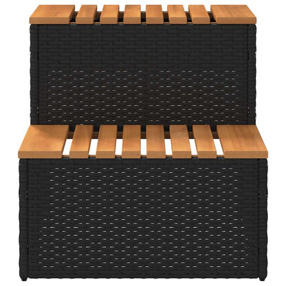 vidaXL Hot Tub Step Black 50x50x50,5 cm Poly Rattan and Solid Acacia 4