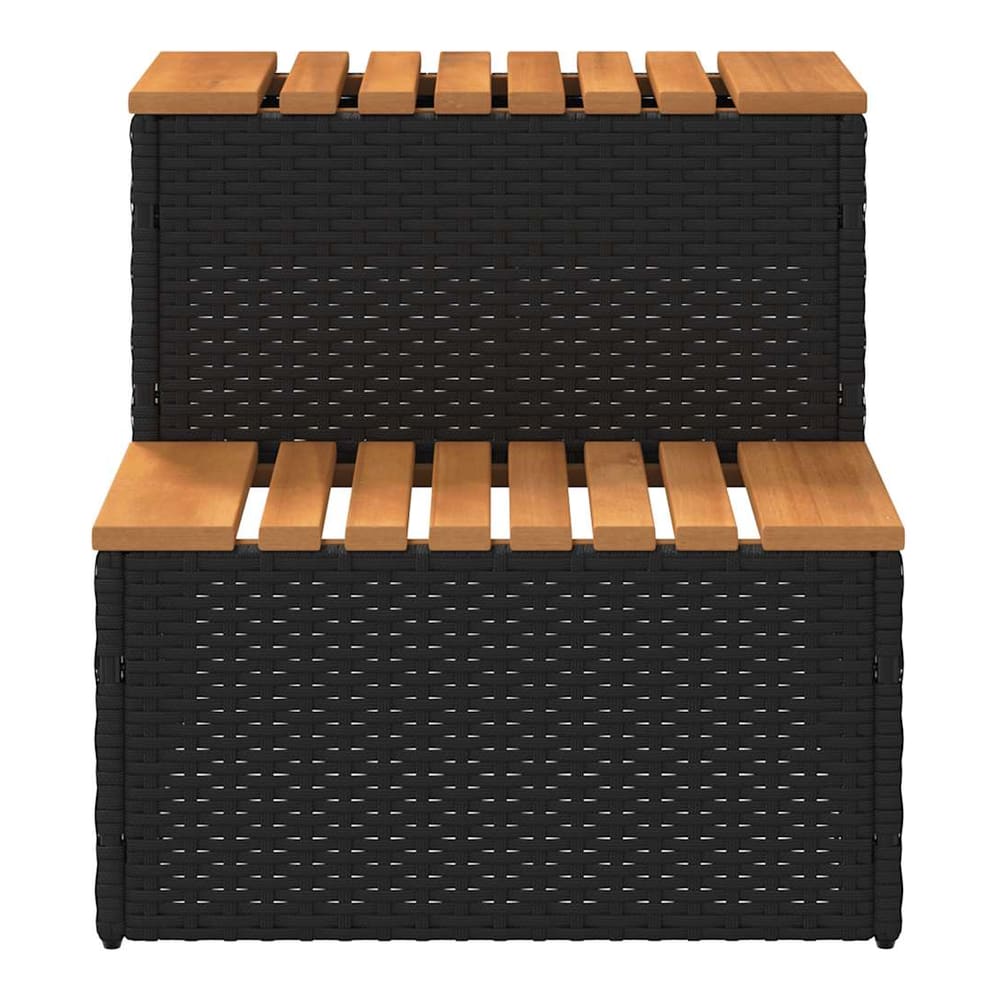 Hot Tub Step 50x50x50,5 cm Poly Rattan and Solid Acacia Black 50 x 50 x 50.5 cm