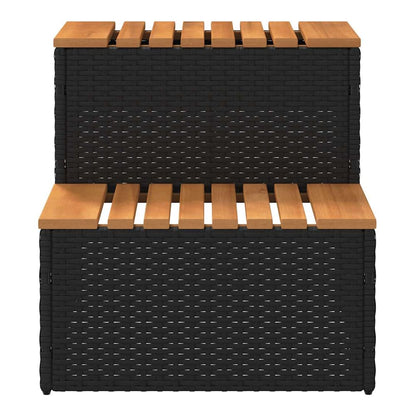 Hot Tub Step 50x50x50,5 cm Poly Rattan and Solid Acacia Black 50 x 50 x 50.5 cm