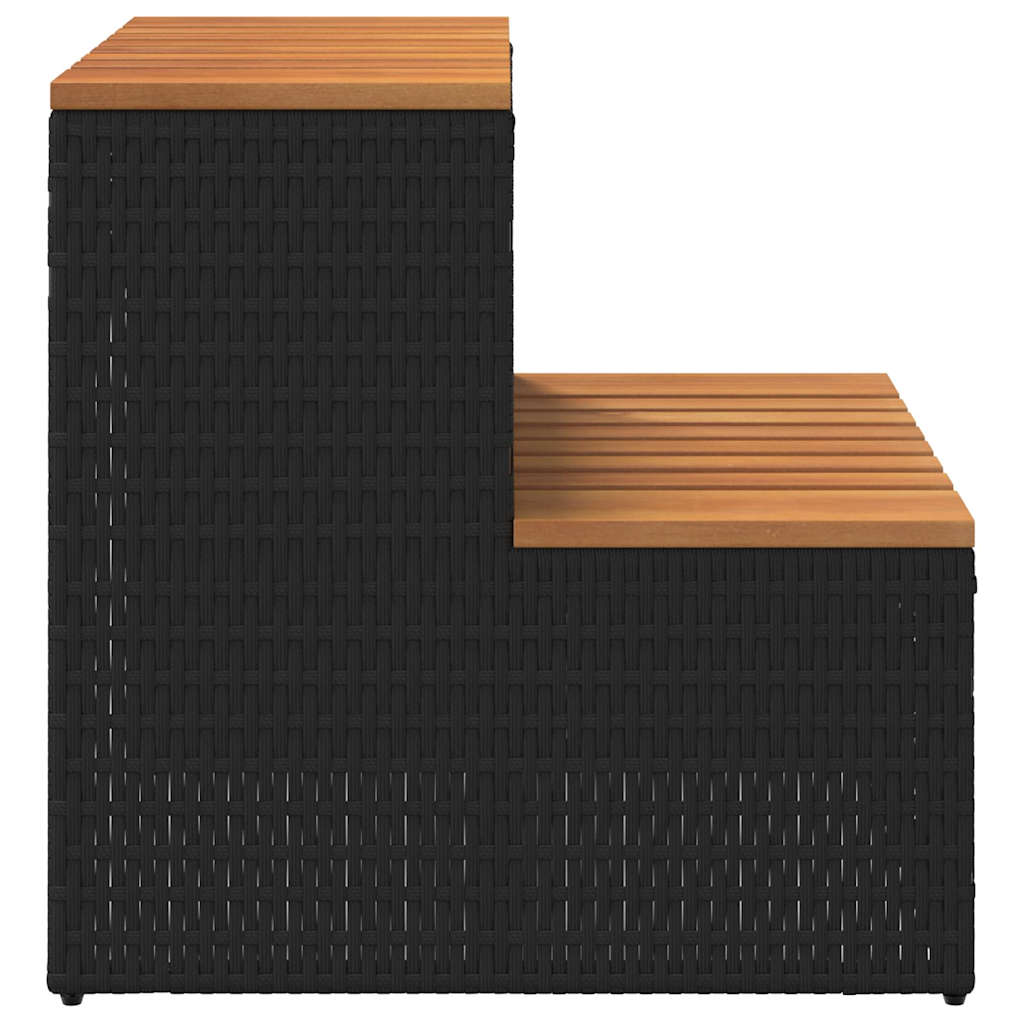 vidaXL Hot Tub Step Black 50x50x50,5 cm Poly Rattan and Solid Acacia 6
