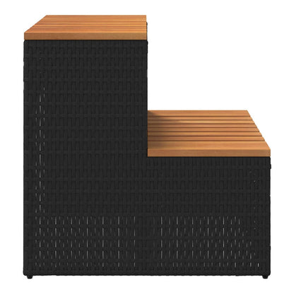 Hot Tub Step 50x50x50,5 cm Poly Rattan and Solid Acacia Black 50 x 50 x 50.5 cm