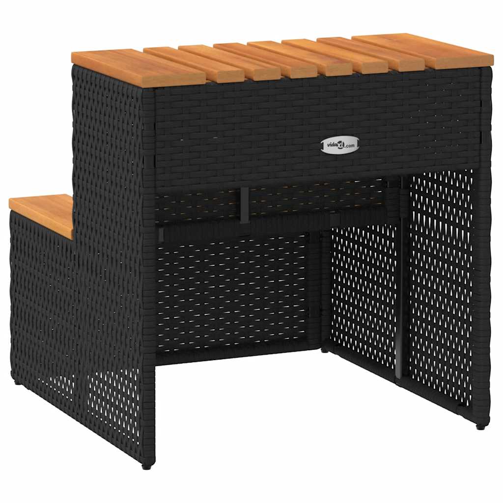 vidaXL Hot Tub Step Black 50x50x50,5 cm Poly Rattan and Solid Acacia 5