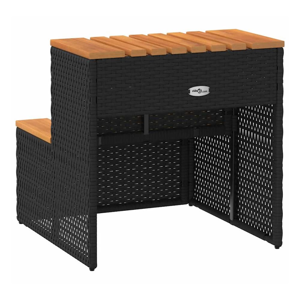 Hot Tub Step 50x50x50,5 cm Poly Rattan and Solid Acacia Black 50 x 50 x 50.5 cm