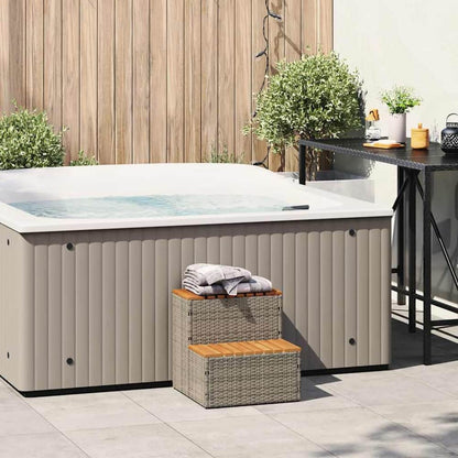 Hot Tub Step 50x50x50,5 cm Poly Rattan and Solid Acacia Grey 50 x 50 x 50.5 cm