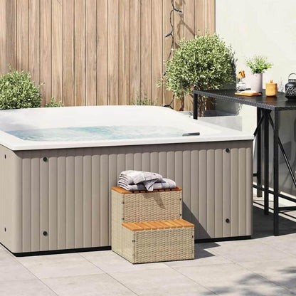 Hot Tub Step 50x50x50,5 cm Poly Rattan and Solid Acacia Beige 50 x 50 x 50.5 cm