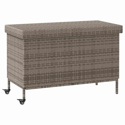 vidaXL Garden Storage Box with Wheels Grey 110x55x73 cm Poly Rattan 2