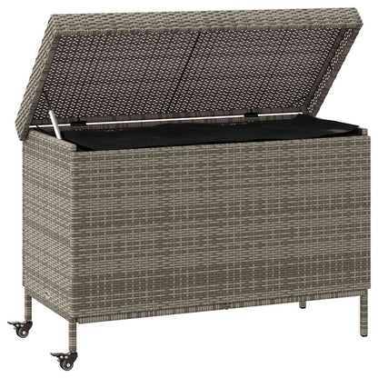 vidaXL Garden Storage Box with Wheels Grey 110x55x73 cm Poly Rattan 3