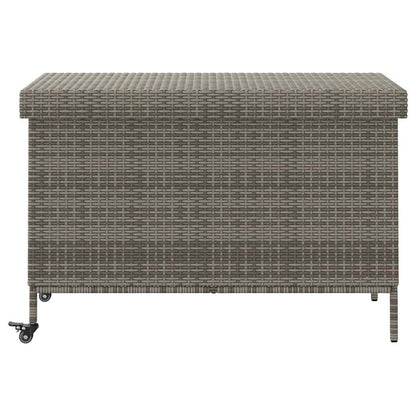vidaXL Garden Storage Box with Wheels Grey 110x55x73 cm Poly Rattan 4