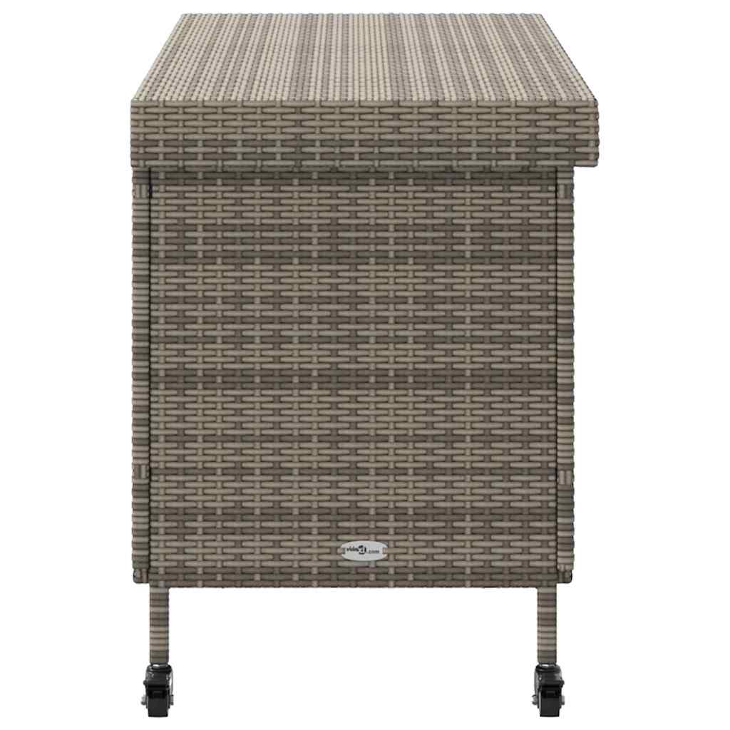 vidaXL Garden Storage Box with Wheels Grey 110x55x73 cm Poly Rattan 5