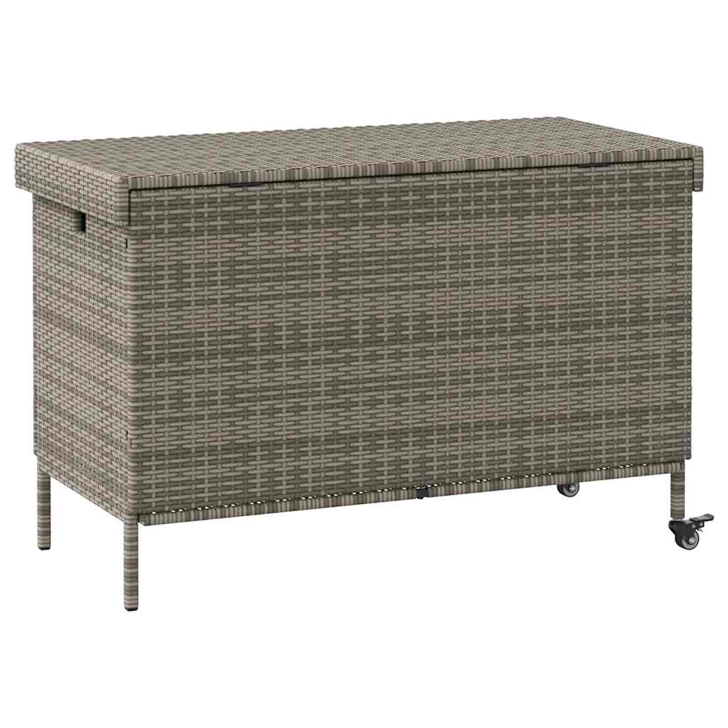 vidaXL Garden Storage Box with Wheels Grey 110x55x73 cm Poly Rattan 6